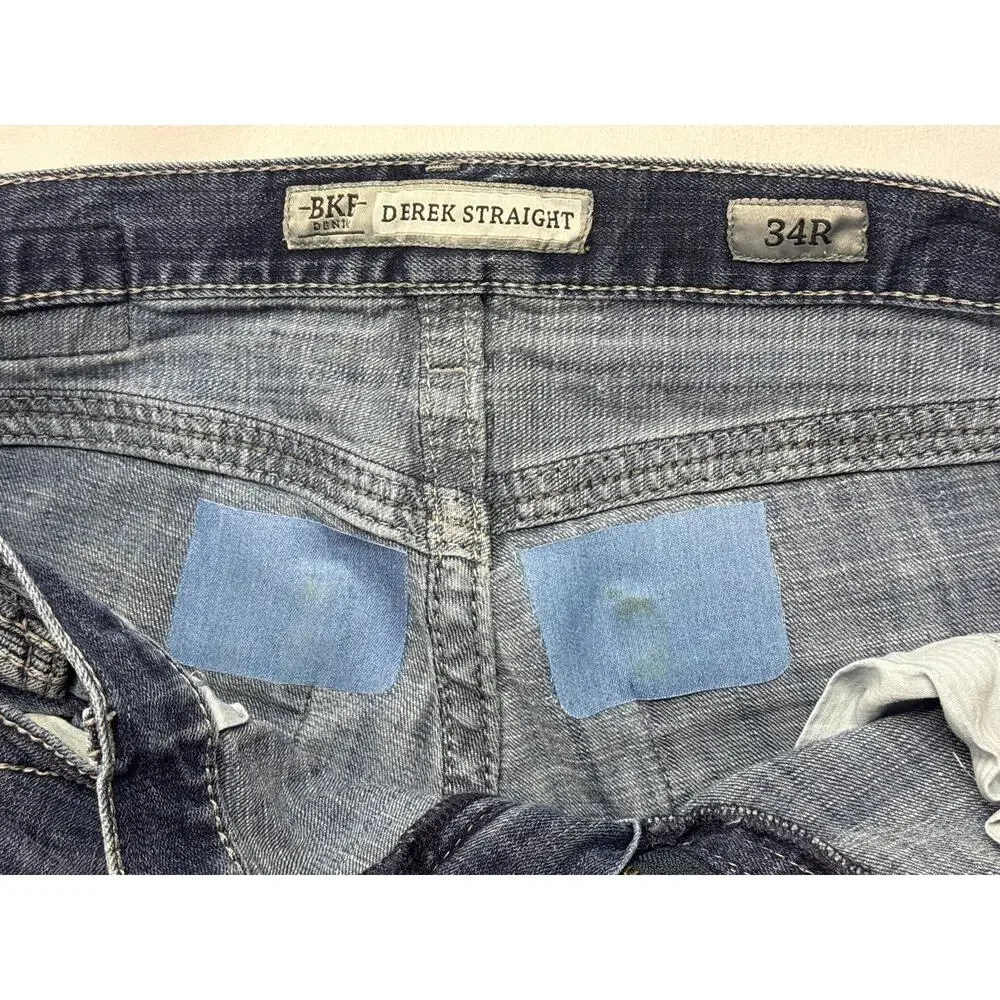 BKE Denim Buckle Men's Derek Straight Leg Blue Jeans - Size 34R (34x30) *READ